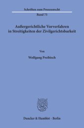 book Außergerichtliche Vorverfahren in Streitigkeiten der Zivilgerichtsbarkeit