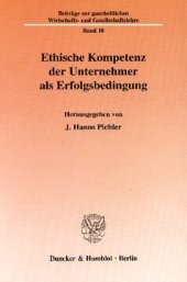 book Ethische Kompetenz der Unternehmer als Erfolgsbedingung