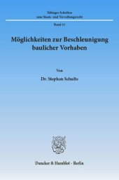 book Möglichkeiten zur Beschleunigung baulicher Vorhaben