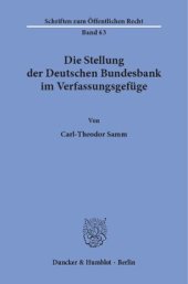 book Die Stellung der Deutschen Bundesbank im Verfassungsgefüge