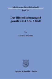 book Das Hinterbliebenengeld gemäß § 844 Abs. 3 BGB