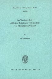 book Das Wucherverbot - effektiver Schutz des Verbrauchers vor überhöhten Preisen?