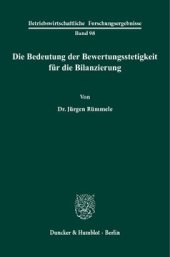 book Die Bedeutung der Bewertungsstetigkeit für die Bilanzierung