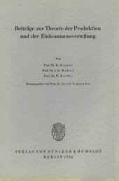 book Beiträge zur Theorie der Produktion und der Einkommensverteilung