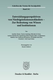 book Entwicklungsperspektiven von Niedrigeinkommensländern - Zur Bedeutung von Wissen und Institutionen