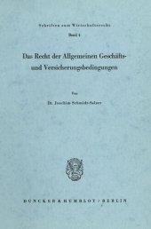 book Das Recht der Allgemeinen Geschäfts- und Versicherungsbedingungen