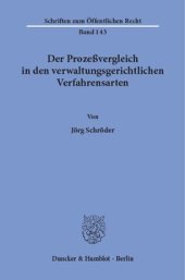 book Der Prozeßvergleich in den verwaltungsgerichtlichen Verfahrensarten