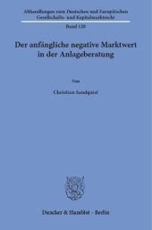 book Der anfängliche negative Marktwert in der Anlageberatung