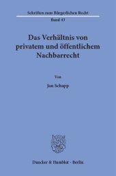 book Das Verhältnis von privatem und öffentlichem Nachbarrecht