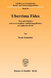 book Uberrima Fides: Treu und Glauben und vorvertragliche Aufklärungspflichten im englischen Recht