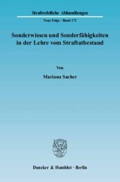 book Sonderwissen und Sonderfähigkeiten in der Lehre vom Straftatbestand