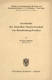 book Geschichte der formellen Staatswirtschaft von Brandenburg - Preußen