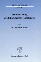 book Zur Beurteilung exhibitionistischer Handlungen