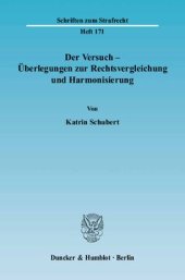 book Der Versuch - Überlegungen zur Rechtsvergleichung und Harmonisierung