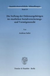 book Die Stellung der Ordensangehörigen im staatlichen Sozialversicherungs- und Vermögensrecht