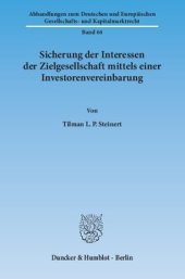 book Sicherung der Interessen der Zielgesellschaft mittels einer Investorenvereinbarung