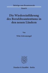 book Die Wiedereinführung des Berufsbeamtentums in den neuen Ländern