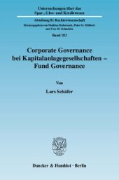 book Corporate Governance bei Kapitalanlagegesellschaften - Fund Governance