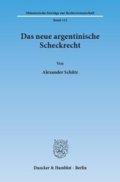 book Das neue argentinische Scheckrecht