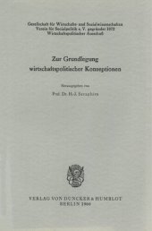 book Zur Grundlegung wirtschaftspolitischer Konzeptionen