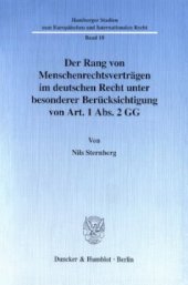 book Der Rang von Menschenrechtsverträgen im deutschen Recht unter besonderer Berücksichtigung von Art. 1 Abs. 2 GG