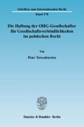 book Die Haftung der OHG-Gesellschafter für Gesellschaftsverbindlichkeiten im polnischen Recht