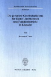 book Die geeignete Gesellschaftsform für kleine Unternehmen und Familienbetriebe in England