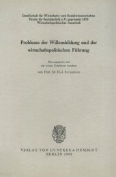 book Probleme der Willensbildung und der wirtschaftspolitischen Führung