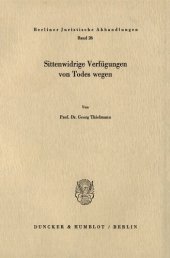 book Sittenwidrige Verfügungen von Todes wegen