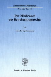 book Der Mißbrauch des Beweisantragsrechts