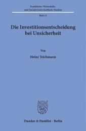 book Die Investitionsentscheidung bei Unsicherheit