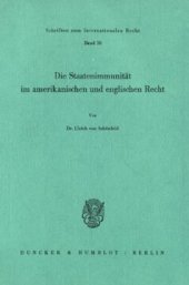 book Die Staatenimmunität im amerikanischen und englischen Recht