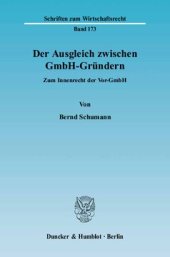 book Der Ausgleich zwischen GmbH-Gründern: Zum Innenrecht der Vor-GmbH