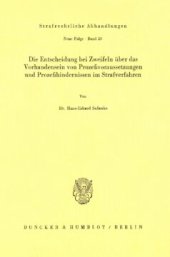 book Die Entscheidung bei Zweifeln über das Vorhandensein von Prozeßvoraussetzungen und Prozeßhindernissen im Strafverfahren