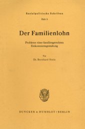 book Der Familienlohn: Probleme einer familiengerechten Einkommensgestaltung