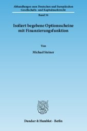 book Isoliert begebene Optionsscheine mit Finanzierungsfunktion