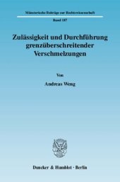 book Zulässigkeit und Durchführung grenzüberschreitender Verschmelzungen