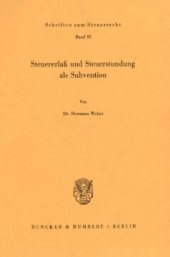 book Steuererlaß und Steuerstundung als Subvention