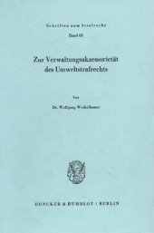 book Zur Verwaltungsakzessorietät des Umweltstrafrechts