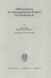 book Selbstverwaltung als ordnungspolitisches Problem des Sozialstaates II