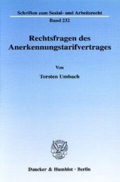 book Rechtsfragen des Anerkennungstarifvertrages