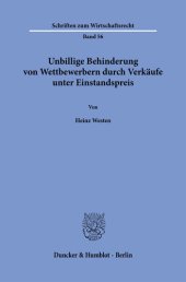 book Unbillige Behinderung von Wettbewerbern durch Verkäufe unter Einstandspreis