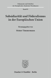 book Subsidiarität und Föderalismus in der Europäischen Union