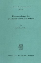 book Wesensmerkmale der arbeitnehmerähnlichen Person