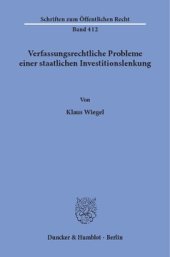 book Verfassungsrechtliche Probleme einer staatlichen Investitionslenkung