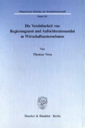 book Die Vereinbarkeit von Regierungsamt und Aufsichtsratsmandat in Wirtschaftsunternehmen