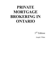 book Private Mortgage Brokering In Ontario