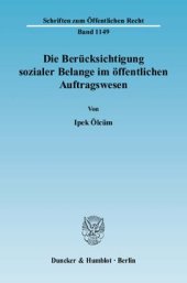 book Die Berücksichtigung sozialer Belange im öffentlichen Auftragswesen