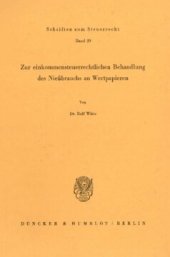 book Zur einkommensteuerrechtlichen Behandlung des Nießbrauchs an Wertpapieren