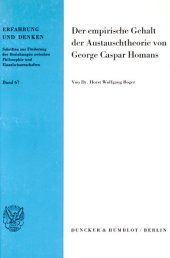 book Der empirische Gehalt der Austauschtheorie von George Caspar Homans